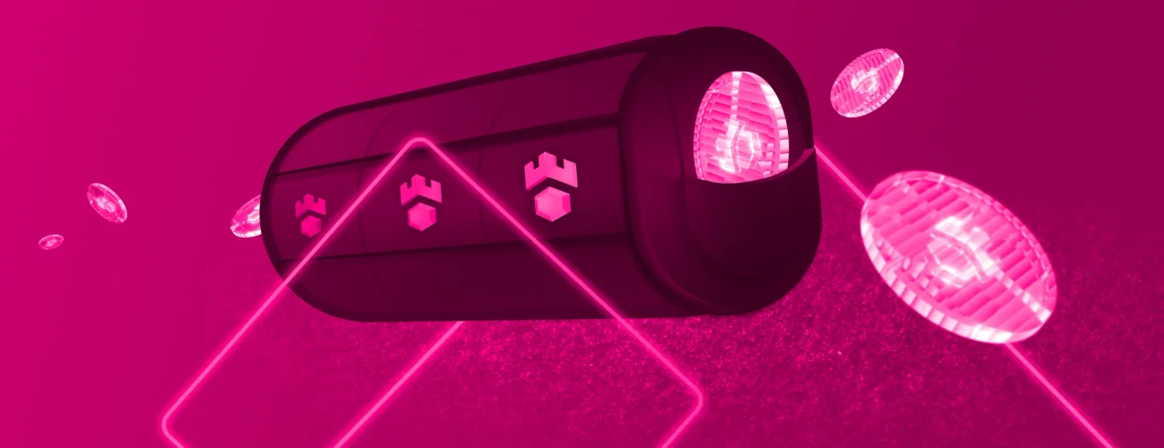 Banner promozionale di Gamdom casino che mostra free spins e offerte