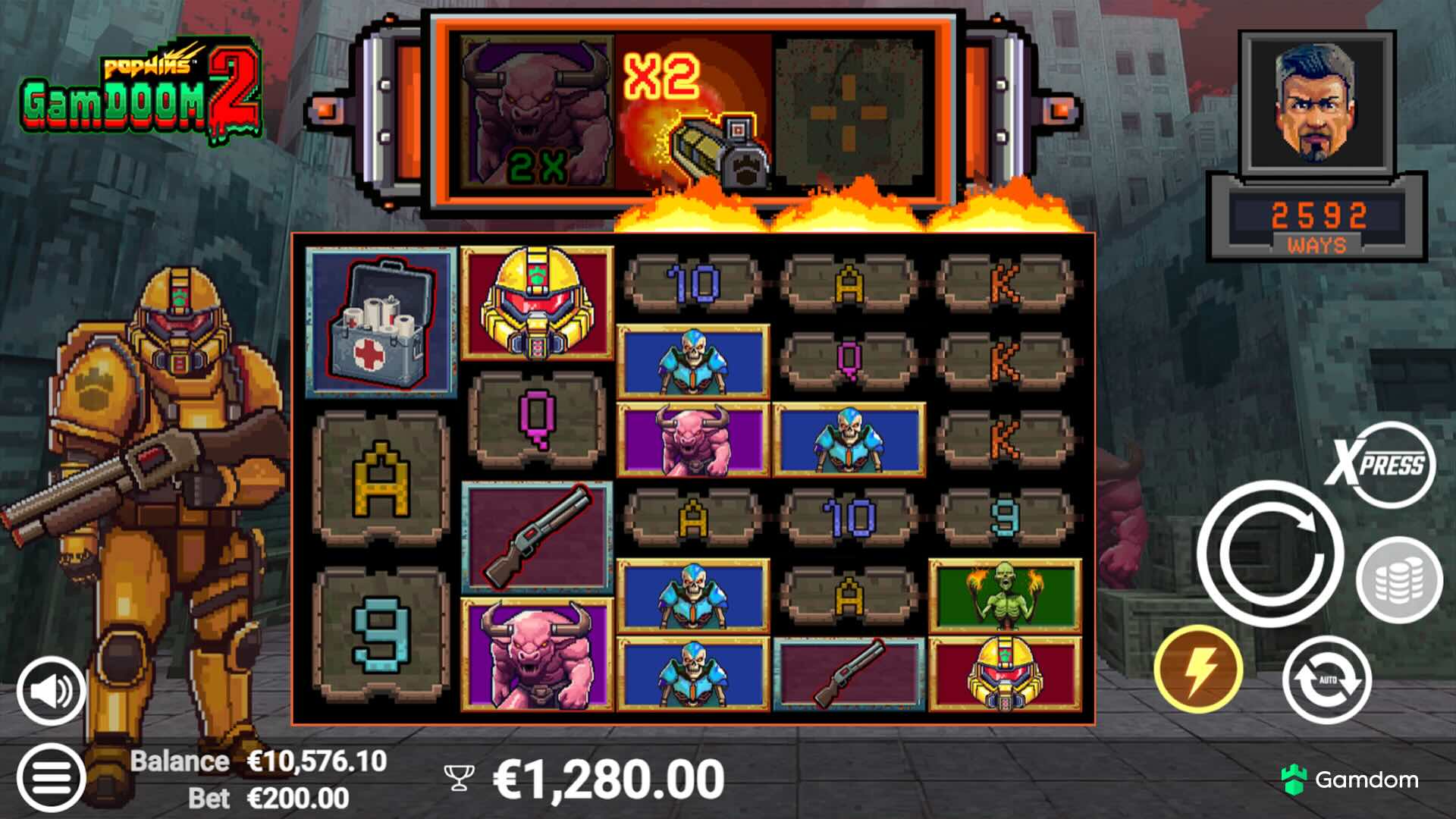 Screenshot della piattaforma Gamdom che mostra l'interfaccia utente e una selezione di slot machine